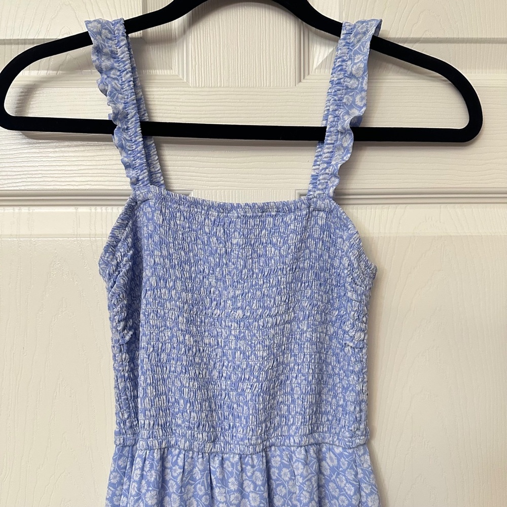 Abercrombie & Fitch Blue White Floral Smocked Midi Dress Women's Size XS - Picture 4 of 12